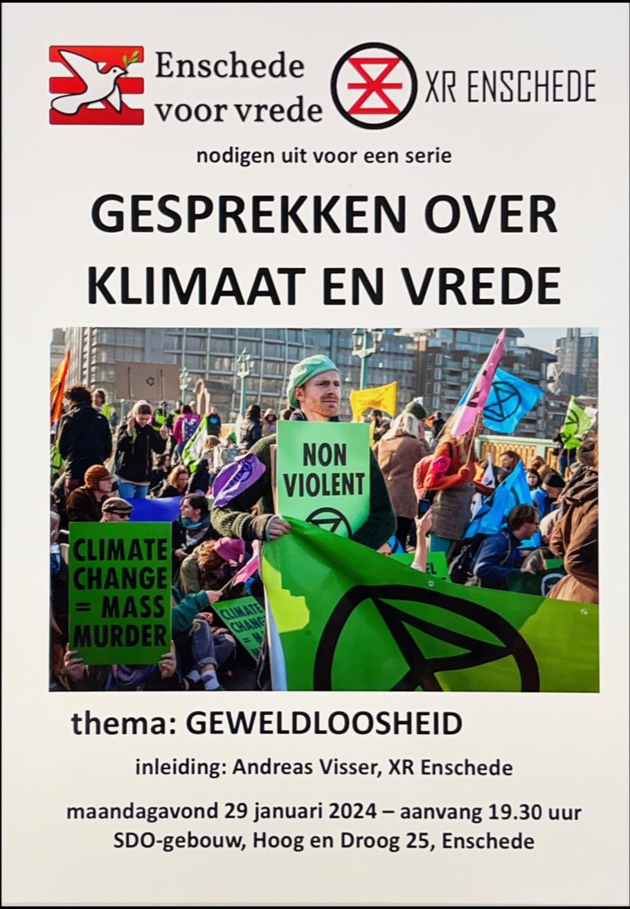 Poster Gesprekken over Klimaat en Vrede: Geweldloosheid